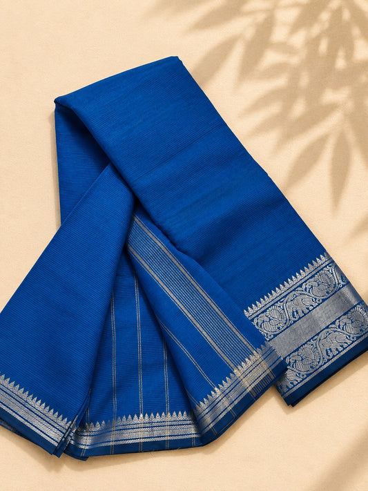 Mangalagiri Pattu Cotton Saree, Royal Blue