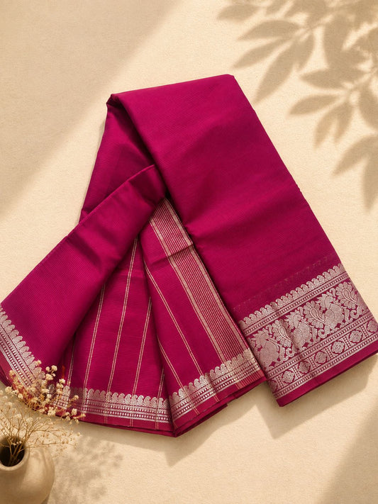 Mangalagiri Pattu Cotton Saree with Silver Zari Border